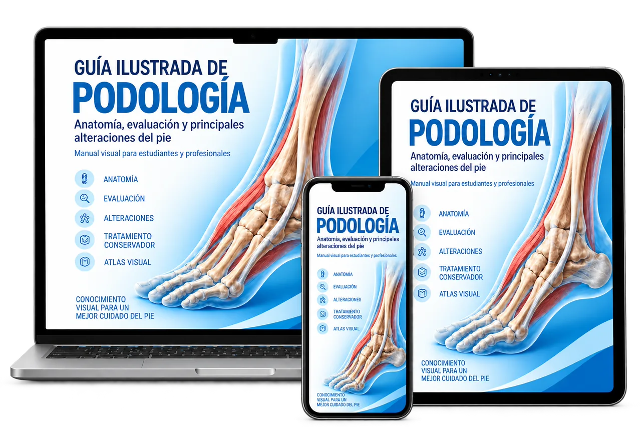 La Guía Ilustrada de Podología abierta en computador, tablet y celular